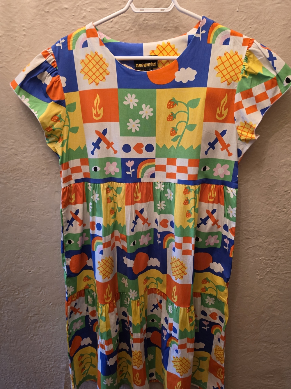 NWT Nooworks Frida Dress Ève Gentilhomme Colorful Patchwork Cotton Large - Picture 13 of 16